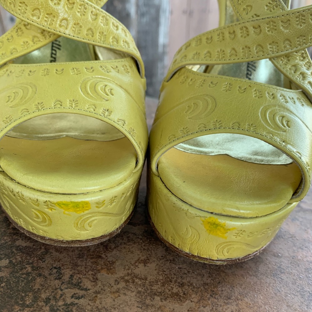 Mustard Yellow Strappy Wedges - Picture 3 of 7